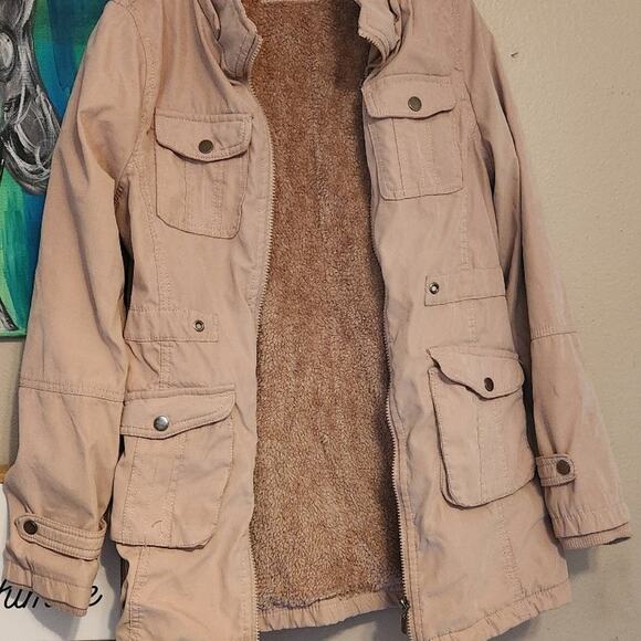 Coat #Mo medium calm pink jacket fake fur lining very warm bomber jacket style - Picture 8 of 11